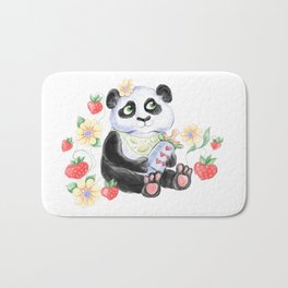 Baby Panda with strawberryes, Girl Baby shower  Bath Mat