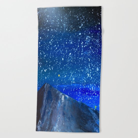 Moon Rising as an orange dot in the Great Sand Dunes National Park, USA travel Beach Towel