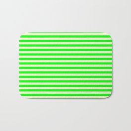 [ Thumbnail: Light Yellow & Lime Colored Lines/Stripes Pattern Bath Mat ]