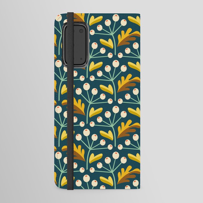 Cute nostalgic berry flower blue Android Wallet Case