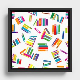 Wrapping paper with colored books Framed Canvas