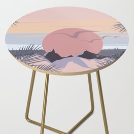Tropical Sunset Minimalistic Landscape With Birds Side Table