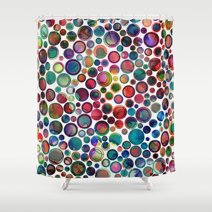 Dots on Painted Background 2 Shower Curtain