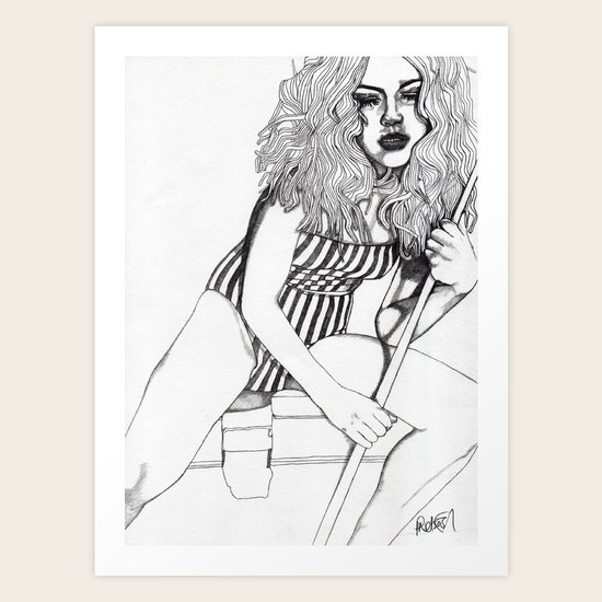 Pool Cue Girl Art Print