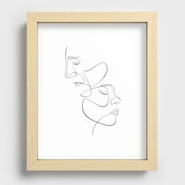 Abstract Face Couple Line Art Recessed Framed Print