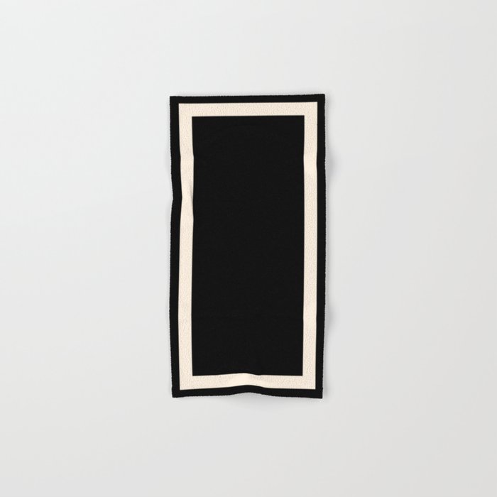 Simple Elegant Minimalist Frame Pattern II in Black and Almond Cream Hand & Bath Towel