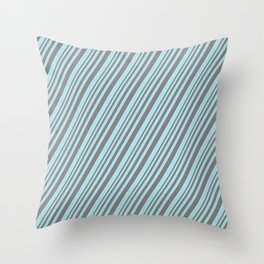 [ Thumbnail: Grey and Powder Blue Colored Lines/Stripes Pattern Throw Pillow ]