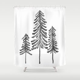 Pine Trees – Black Ink Shower Curtain