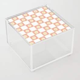  Coral Daisy Checkered Pattern Acrylic Box