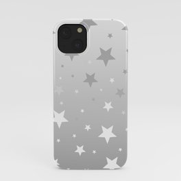 Scattered Stars Ombre Pale Silver Gray to White iPhone Case
