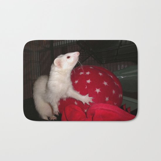The Ivory Ferret and the Starry Red Bouncy House Bath Mat