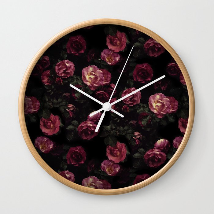 Moody Roses Wall Clock