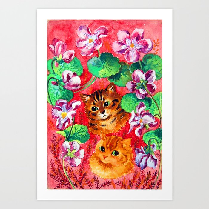 Pansies and Tabby by Louis Wain iPhone Wallet Case by beautiful for you