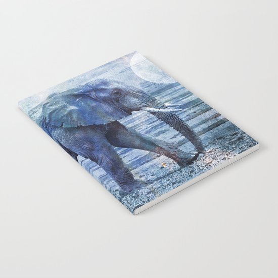 The Elephants Journey blue moon Notebook