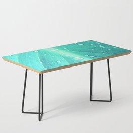 teal leaflet in tropical rain impressionism ( 3 of 3 set ) Coffee Table