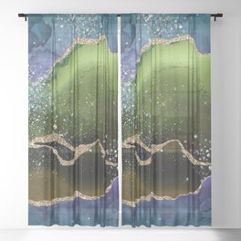 Peacock Glitter Agate Texture 05 Sheer Curtain