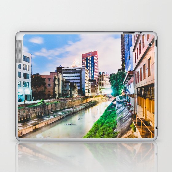 On going rapid urbanization leads to river pollution. Laptop & iPad Skin
