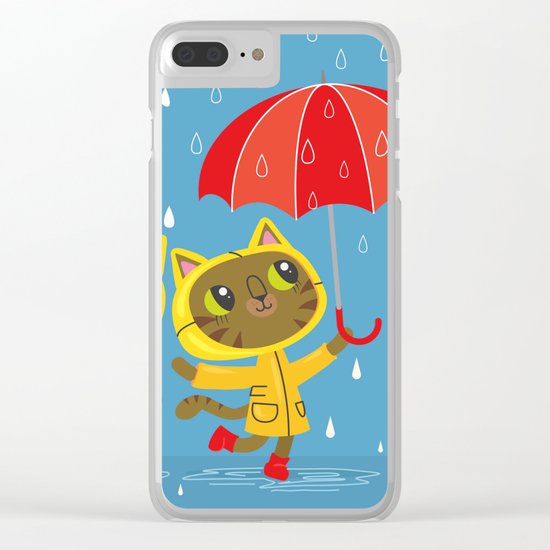 Rainy Day Kitty Cats Clear iPhone Case