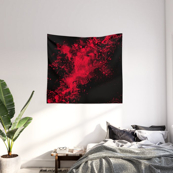 Red Smoke Wall Tapestry by Berwies Abstract Society6