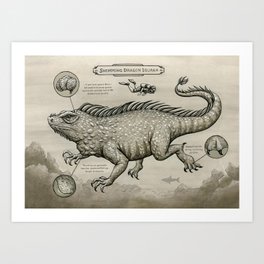 Swimming Dragon Iguana Art Print