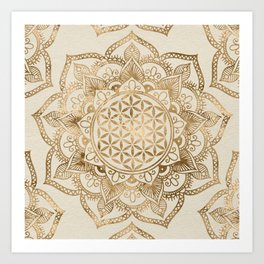 Flower of Life in Lotus - pastel golds and canvas Art Print