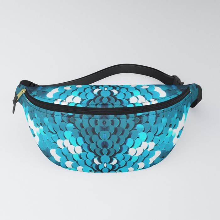 girly glam turquoise blue sequins mermaid scales Fanny Pack