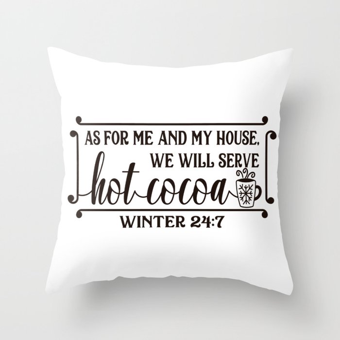 Funny Winter Hot Cocoa Sign Throw Pillow