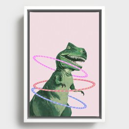 T Rex the Hula Dancer in Pink Framed Canvas