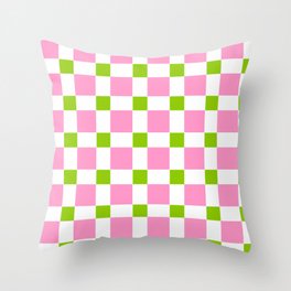 square and tartan 76- green and pink Throw Pillow