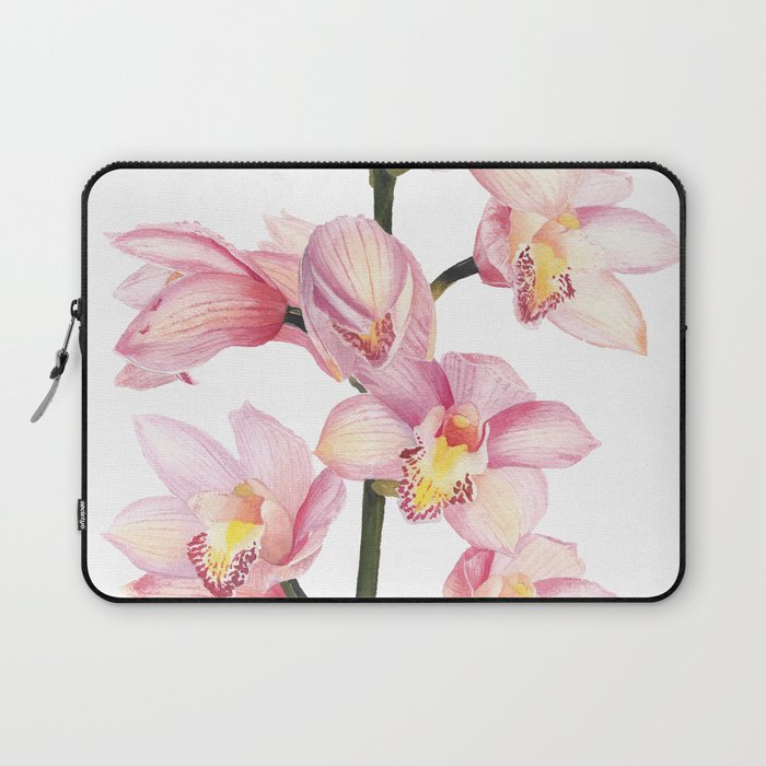 The Orchid, A Realistic Botanical Watercolor Painting Laptop Sleeve