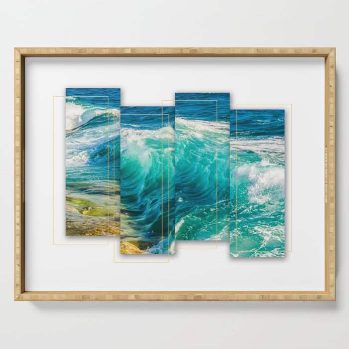 Amazing Ocean Waves Crashing on the Beach Serving Tray