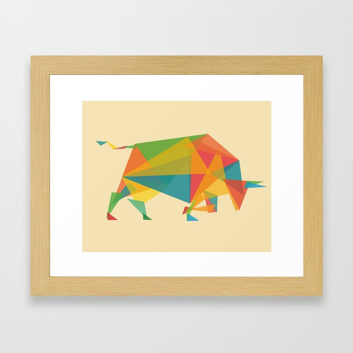 Fractal Geometric Bull Framed Art Print