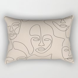 Beauty Portraits In Beige Rectangular Pillow