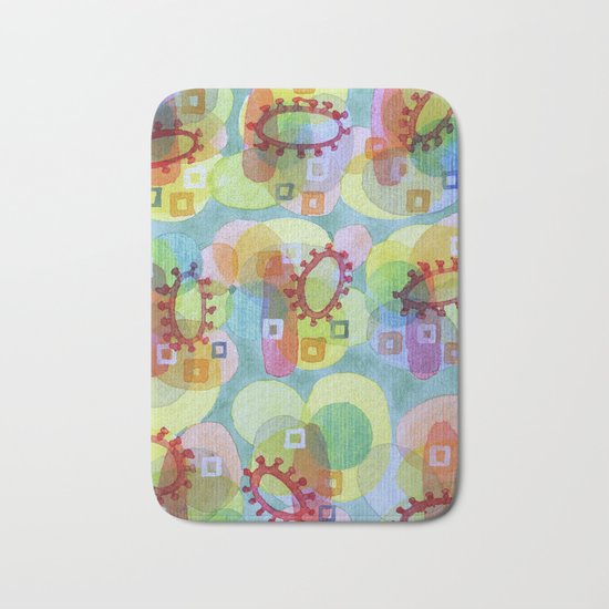 Lovely Pattern with Red Rings Bath Mat
