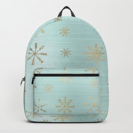 Christmas gold mint green gradient snowflake  Backpack