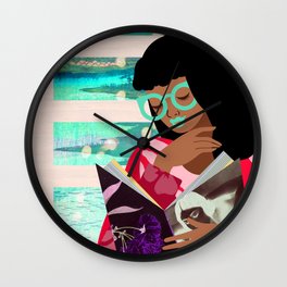 Light Reading Wall Clock | Readingabook, Digital, Collage, Illustration, Africanamerican, Curated, Interior, Roomart, Womanreading, Fashionart 