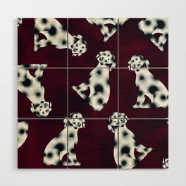 Dalmatian breed puppy dogs, pattern in digital drawing Wood Wall Art