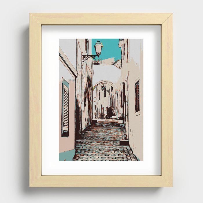 Travel poster - Albufeira town, Algarve Portugal vintage travel Recessed Framed Print