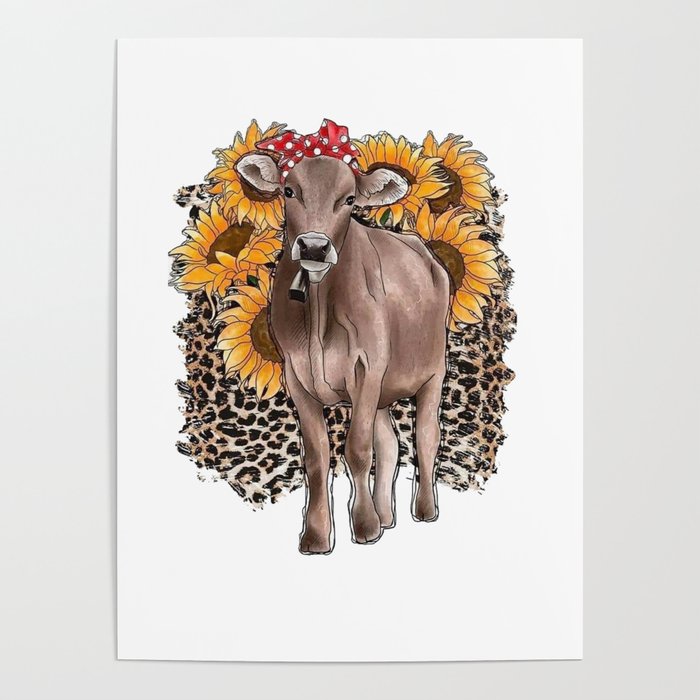 Cute Cow  print hey dudes Poster