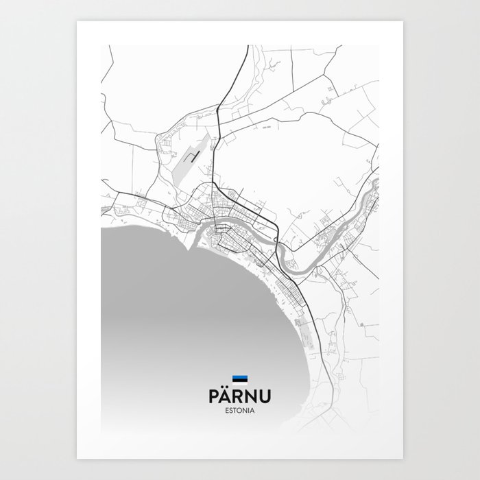 Parnu, Estonia Light City Map Art Print by IMR Designs Society6