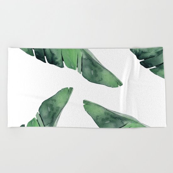 Banana Leaves Green Beach Towel