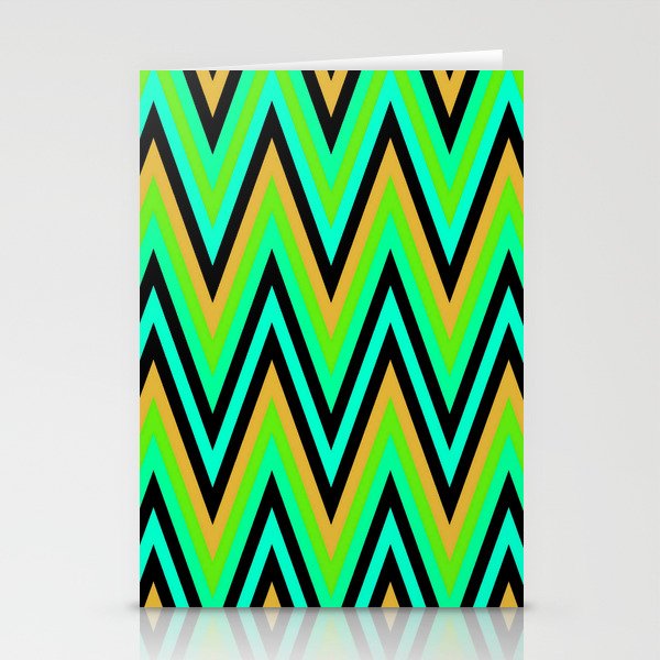 Chevron Design In Pale Orange Blue Green Zigzags Stationery Cards