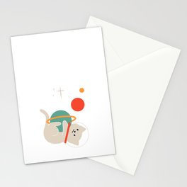 Hanging Cat in Space  Stationery Card