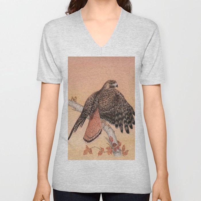 Red-tailed hawk V Neck T Shirt