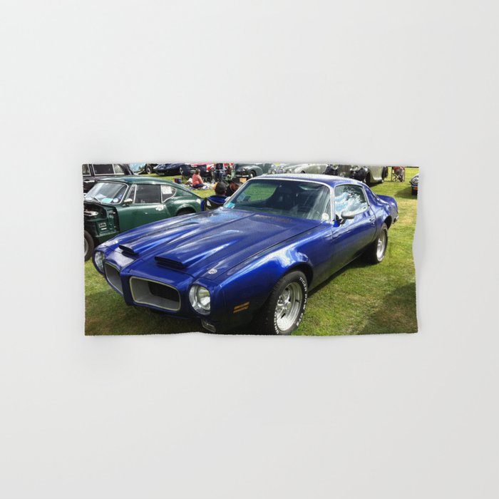 Vintage blue 455 Firebird American Classic Muscle car automobiles transportation color photography / photographs poster posters Hand & Bath Towel