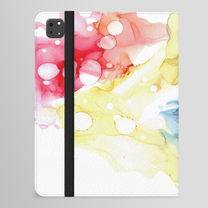 Rainbow Puzzle Abstract 5322 Modern Alcohol Ink Painting by Herzart iPad Folio Case