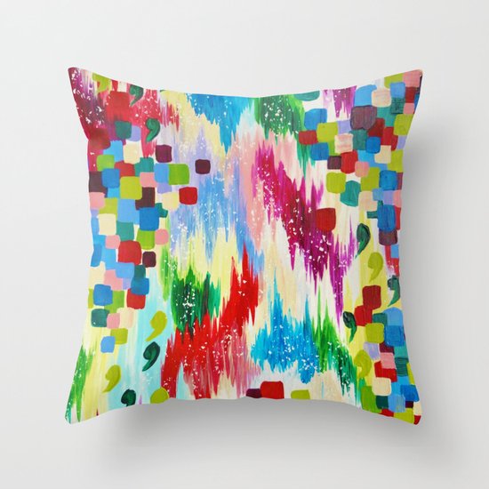 'TIS THE SEASON - Cheerful Christmas Seasonal Holidays Abstract Acrylic Painting Chevron Snow Throw Pillow