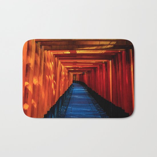 blue orange temple Bath Mat