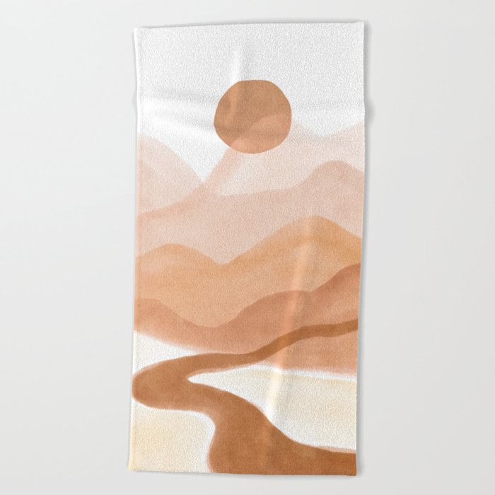 Dreamy mountain sun landscape Beach Towel