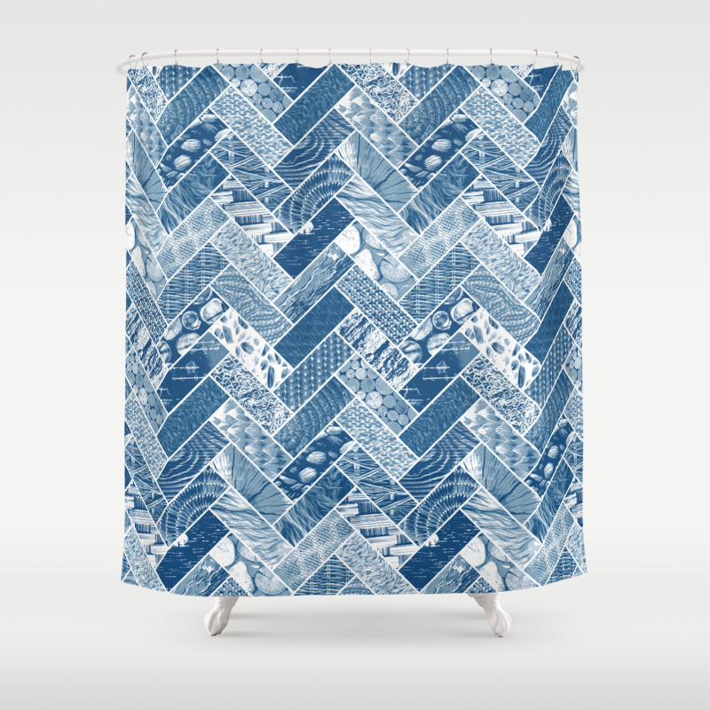 Hygge Style Textured Herringbone Pattern Navy Blue Shower Curtain By Wickedrefined Society6 Order online today for fast home delivery.